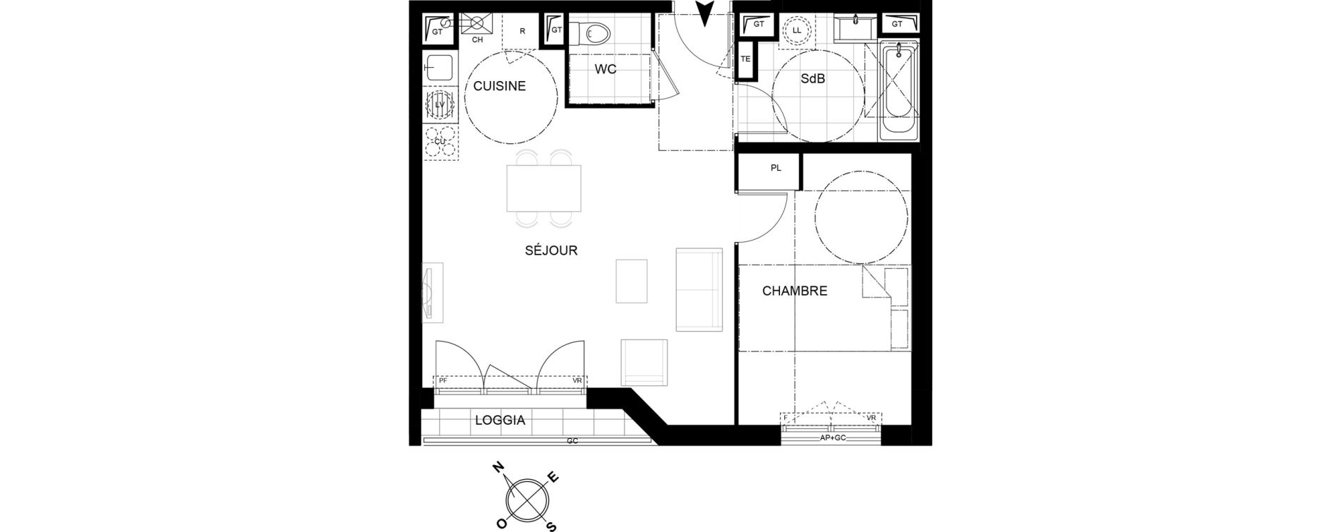 Appartement T2 de 48,89 m2 &agrave; Chennevi&egrave;res-Sur-Marne Centre