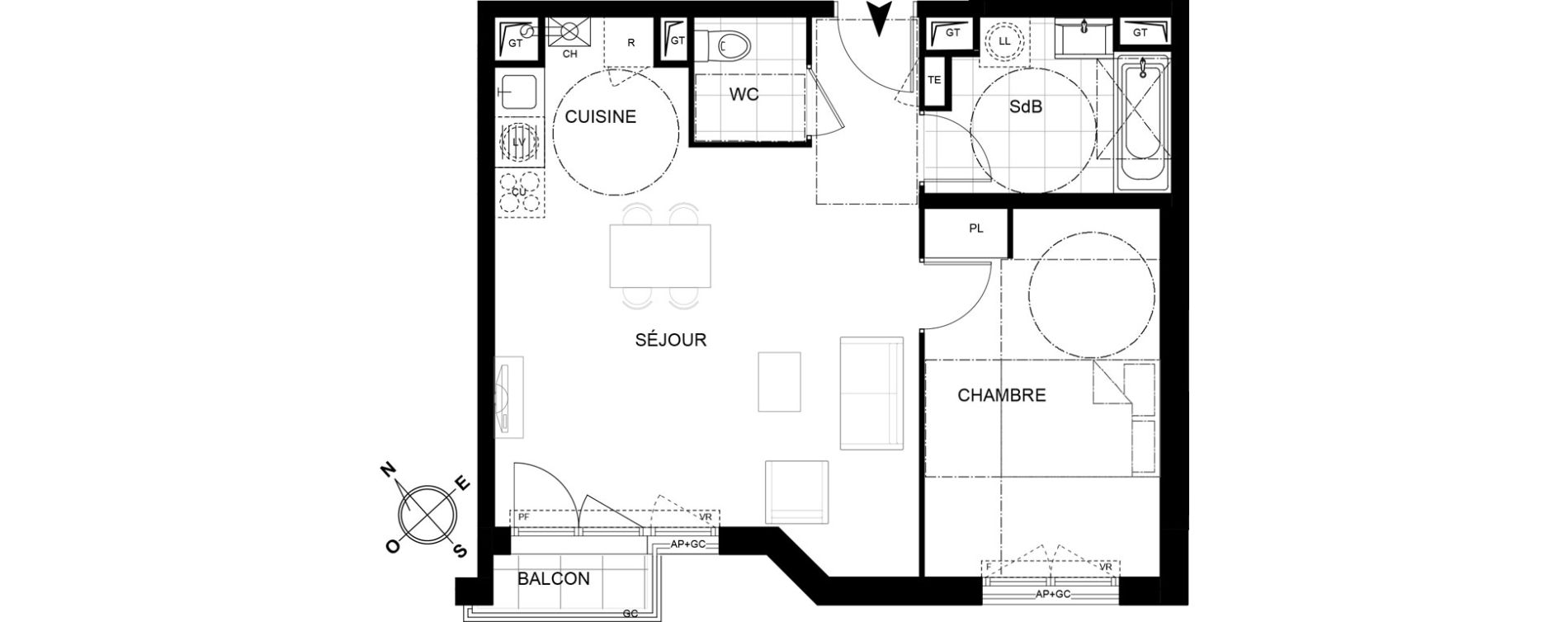 Appartement T2 de 48,89 m2 &agrave; Chennevi&egrave;res-Sur-Marne Centre