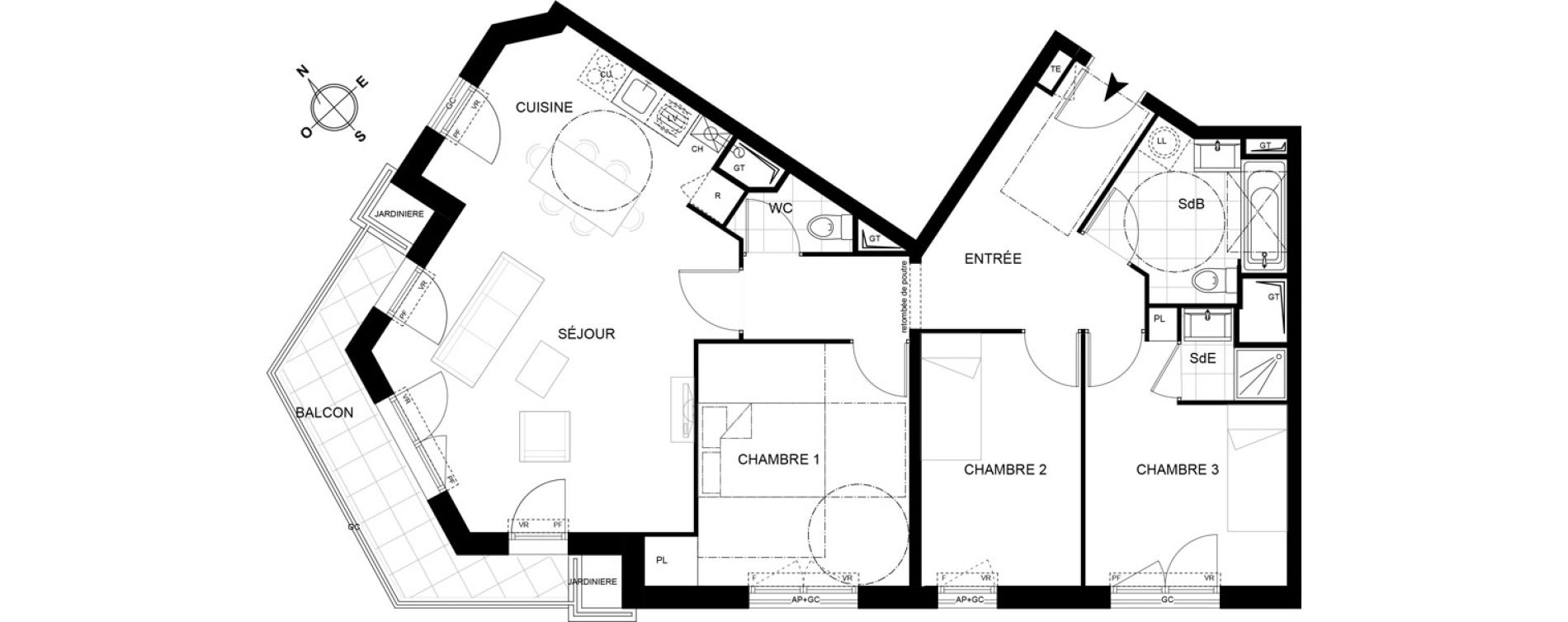 Appartement T4 de 82,39 m2 &agrave; Chennevi&egrave;res-Sur-Marne Centre