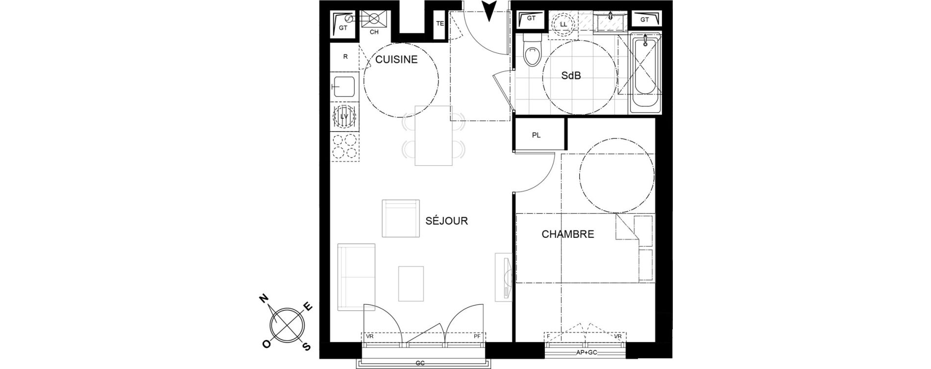 Appartement T2 de 42,01 m2 &agrave; Chennevi&egrave;res-Sur-Marne Centre