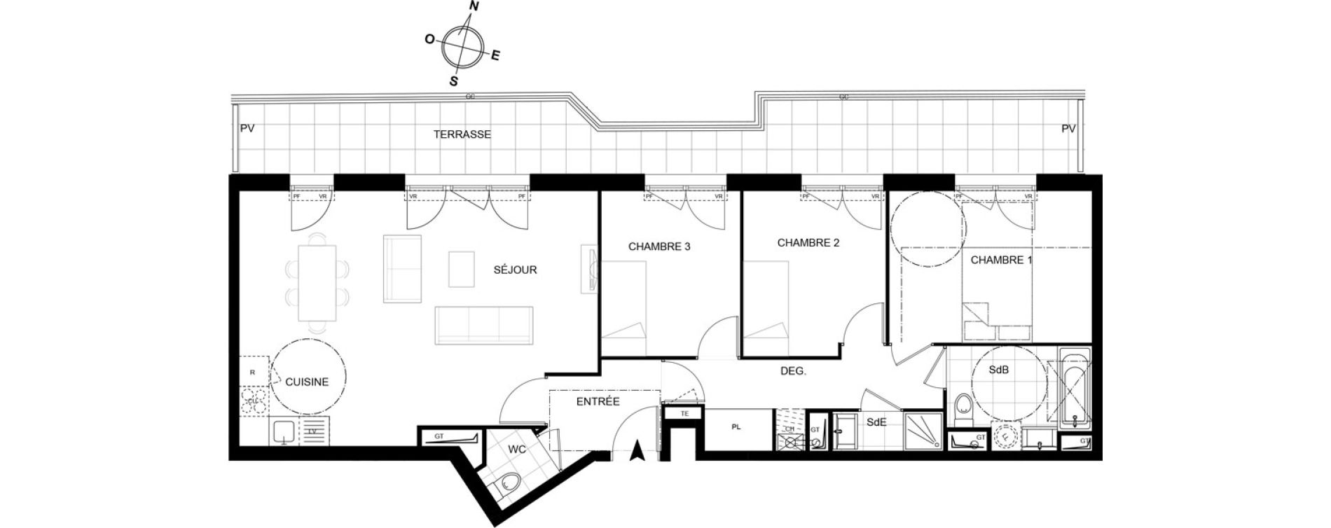 Appartement T4 de 84,99 m2 &agrave; Chennevi&egrave;res-Sur-Marne Centre