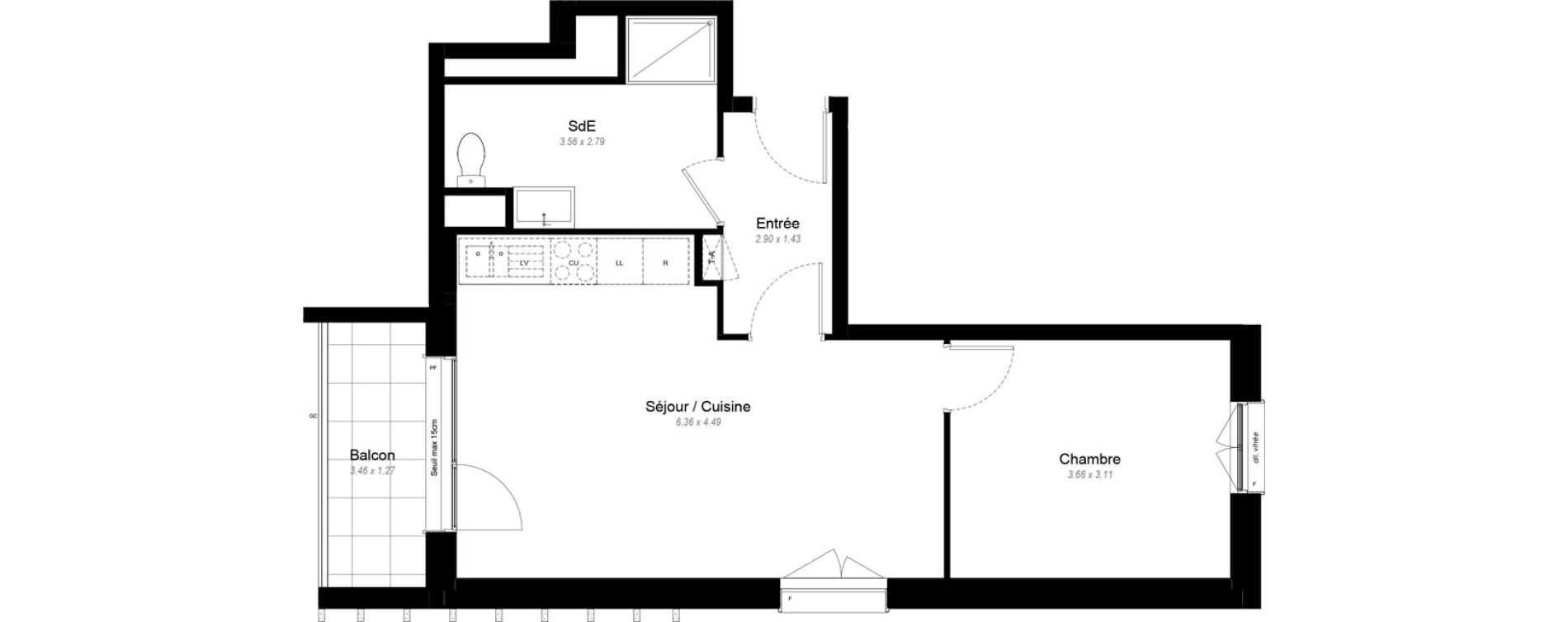 Appartement T2 de 47,10 m2 &agrave; Chennevi&egrave;res-Sur-Marne Le fort - la maillarde