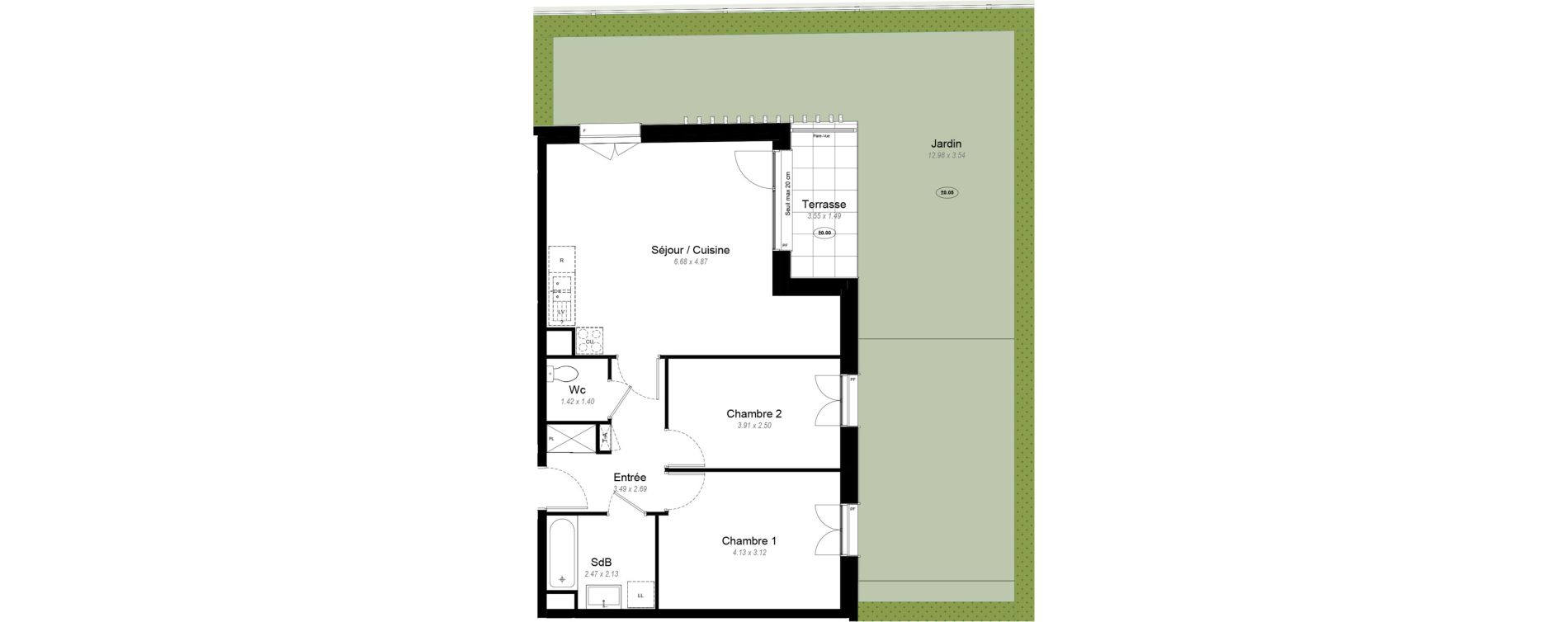 Appartement T3 de 63,00 m2 &agrave; Chennevi&egrave;res-Sur-Marne Le fort - la maillarde