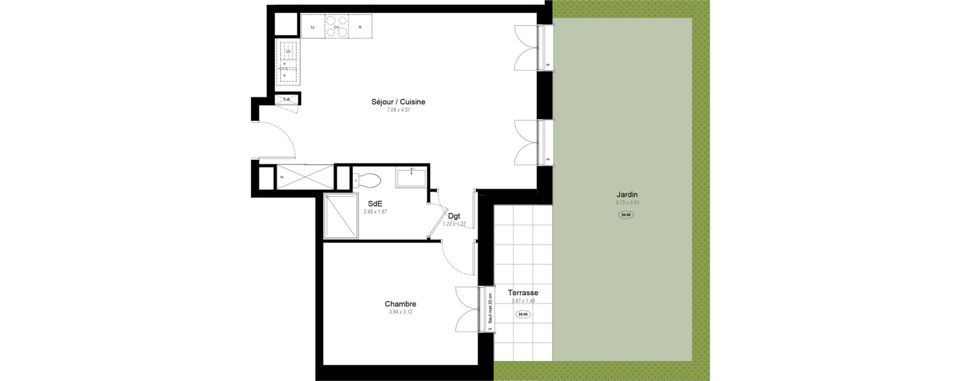 Appartement T2 de 46,70 m2 &agrave; Chennevi&egrave;res-Sur-Marne Le fort - la maillarde