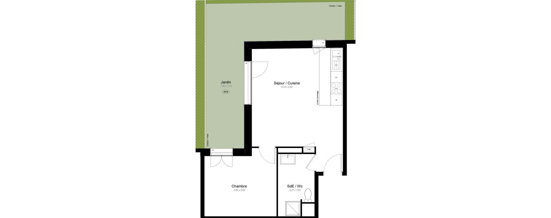 Appartement T2 de 45,60 m2 &agrave; Chennevi&egrave;res-Sur-Marne Le fort - la maillarde