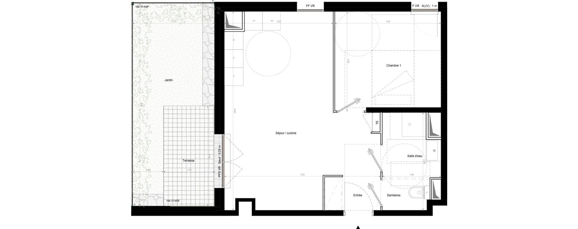 Appartement T2 de 44,90 m2 &agrave; Chennevi&egrave;res-Sur-Marne Pince vent
