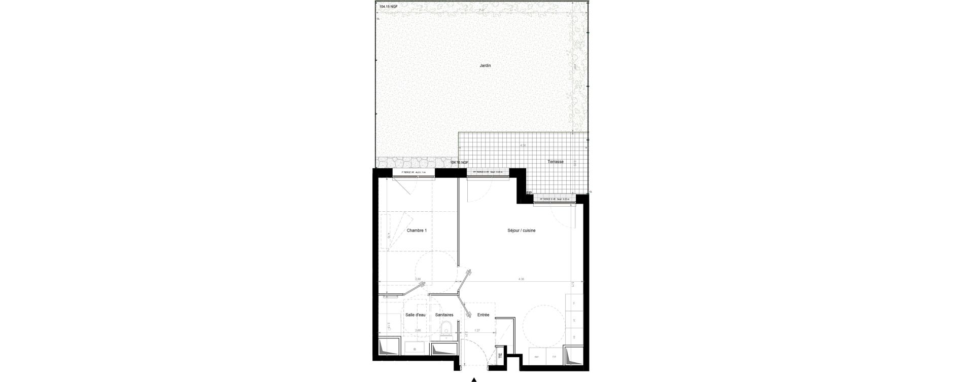 Appartement T2 de 42,30 m2 &agrave; Chennevi&egrave;res-Sur-Marne Pince vent