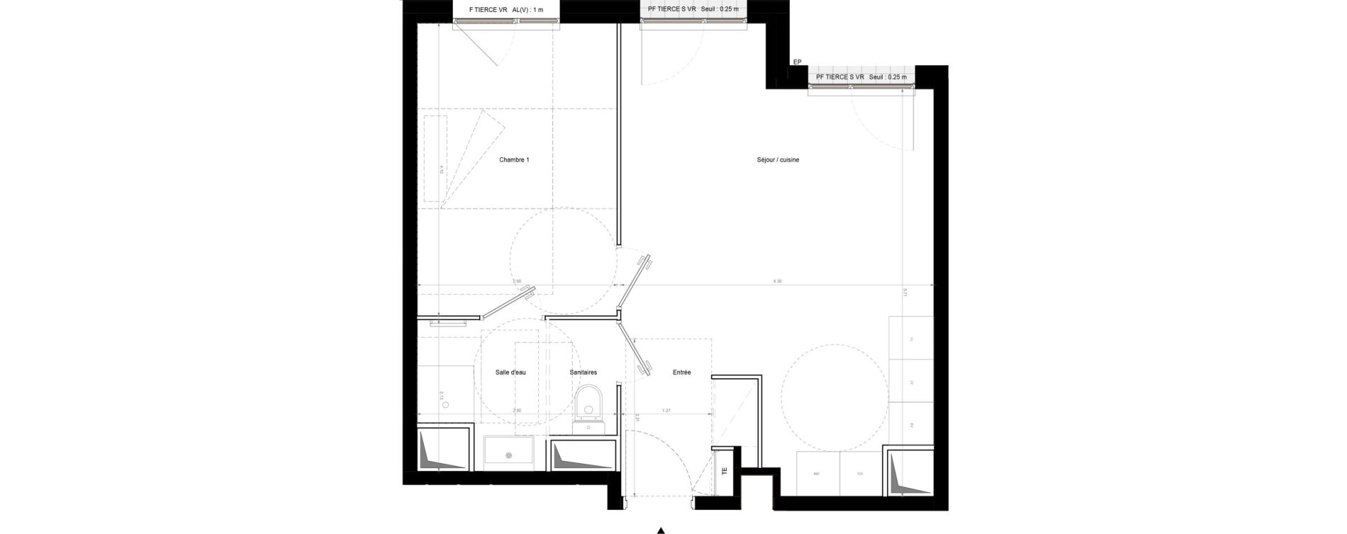 Appartement T2 de 42,30 m2 &agrave; Chennevi&egrave;res-Sur-Marne Pince vent