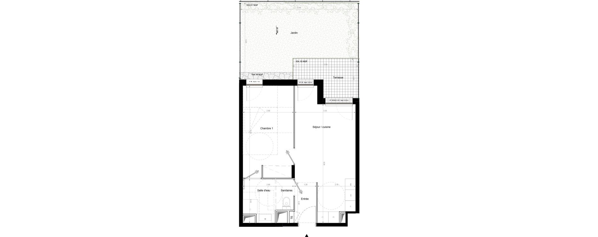 Appartement T2 de 42,40 m2 &agrave; Chennevi&egrave;res-Sur-Marne Pince vent