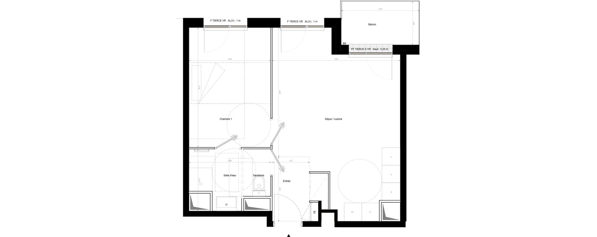 Appartement T2 de 42,30 m2 &agrave; Chennevi&egrave;res-Sur-Marne Pince vent