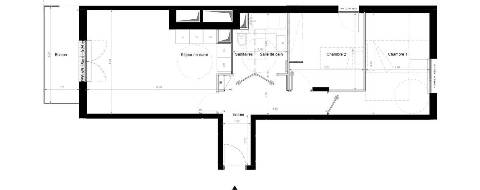 Appartement T3 de 64,90 m2 &agrave; Chennevi&egrave;res-Sur-Marne Pince vent
