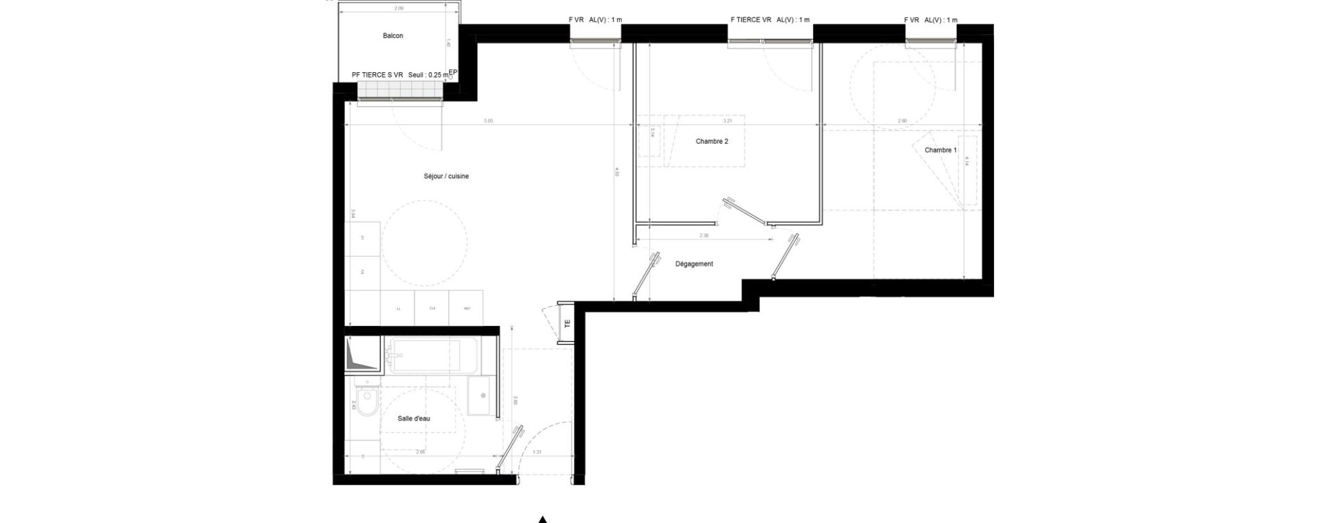 Appartement T3 de 57,10 m2 &agrave; Chennevi&egrave;res-Sur-Marne Pince vent