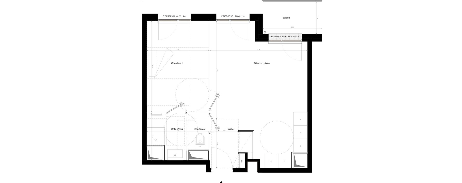 Appartement T2 de 42,30 m2 &agrave; Chennevi&egrave;res-Sur-Marne Pince vent