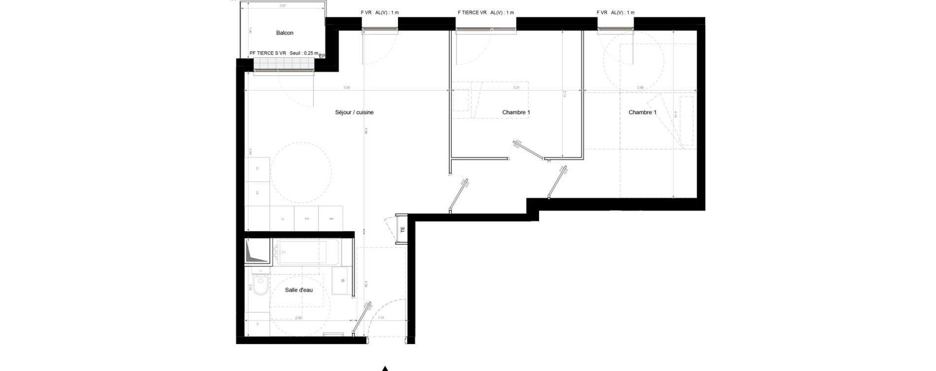 Appartement T3 de 57,10 m2 &agrave; Chennevi&egrave;res-Sur-Marne Pince vent