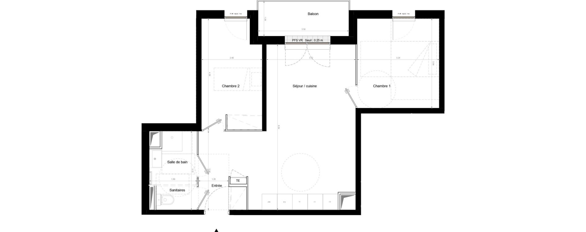 Appartement T3 de 57,40 m2 &agrave; Chennevi&egrave;res-Sur-Marne Pince vent