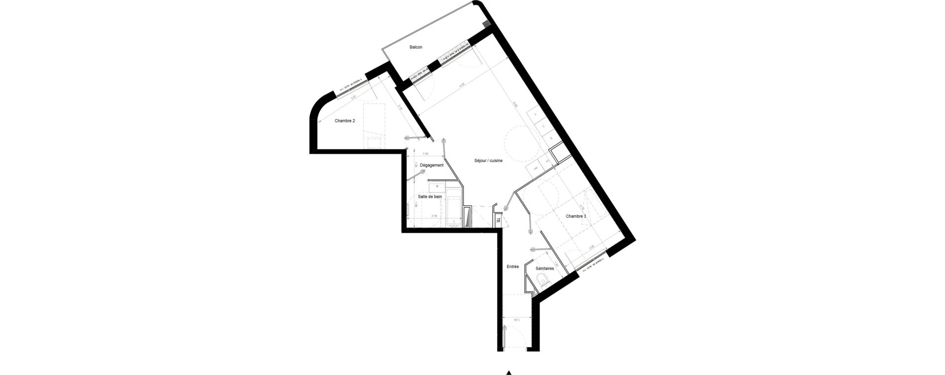 Appartement T3 de 66,80 m2 &agrave; Chennevi&egrave;res-Sur-Marne Pince vent