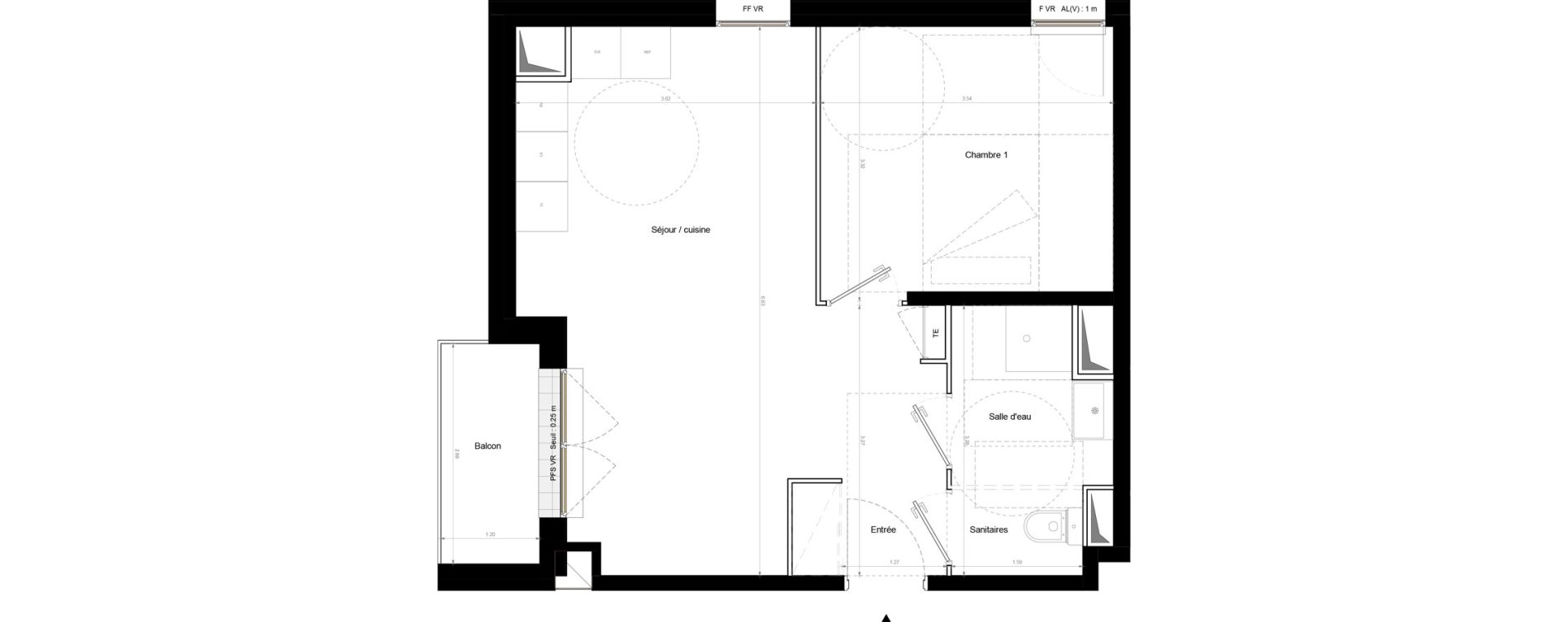 Appartement T2 de 43,60 m2 &agrave; Chennevi&egrave;res-Sur-Marne Pince vent