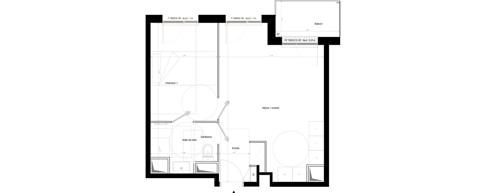 Appartement T2 de 42,30 m2 &agrave; Chennevi&egrave;res-Sur-Marne Pince vent