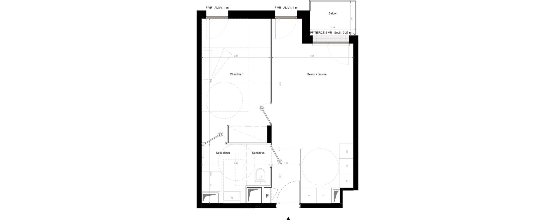 Appartement T2 de 42,40 m2 &agrave; Chennevi&egrave;res-Sur-Marne Pince vent