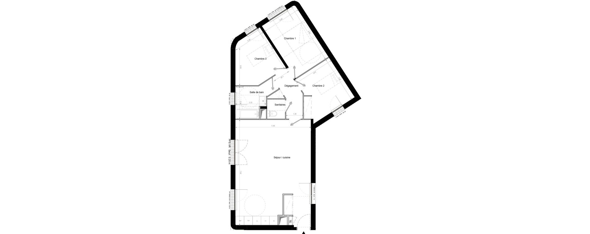 Appartement T4 de 85,30 m2 &agrave; Chennevi&egrave;res-Sur-Marne Pince vent