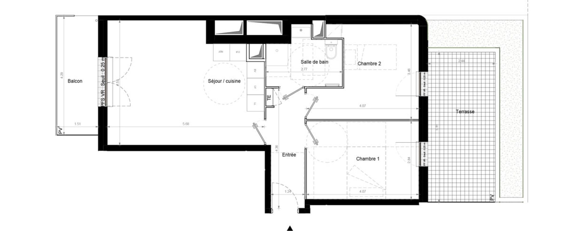 Appartement T3 de 57,20 m2 &agrave; Chennevi&egrave;res-Sur-Marne Pince vent