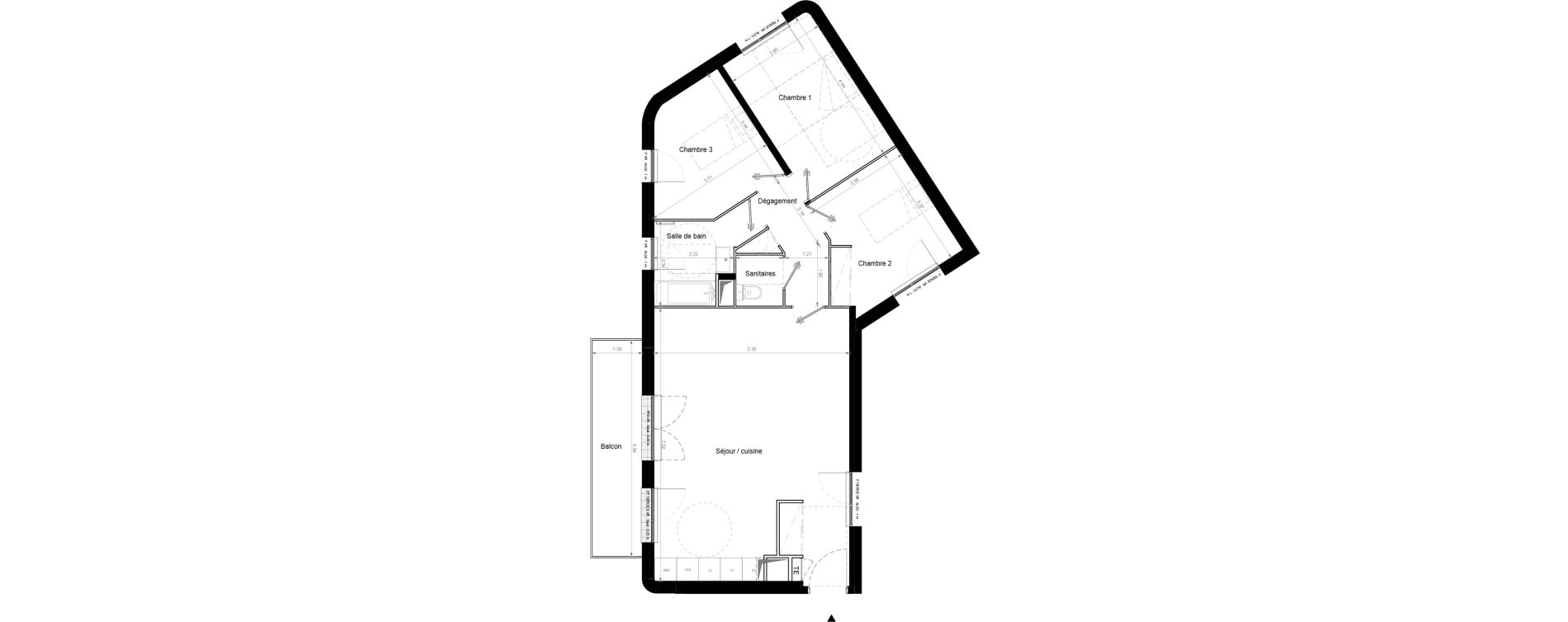 Appartement T4 de 85,30 m2 &agrave; Chennevi&egrave;res-Sur-Marne Pince vent