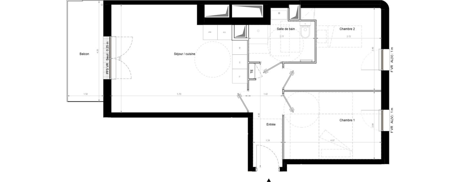 Appartement T3 de 57,20 m2 &agrave; Chennevi&egrave;res-Sur-Marne Pince vent