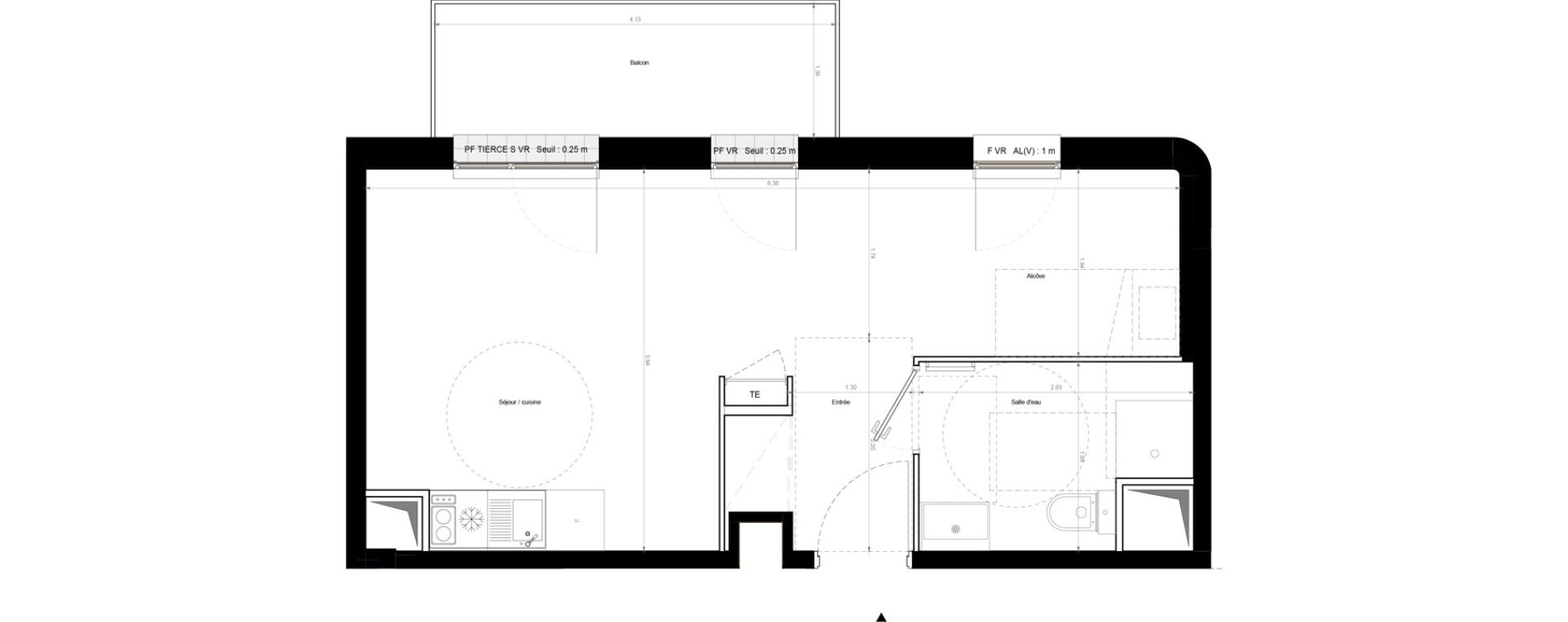 Appartement T1 de 31,60 m2 &agrave; Chennevi&egrave;res-Sur-Marne Pince vent