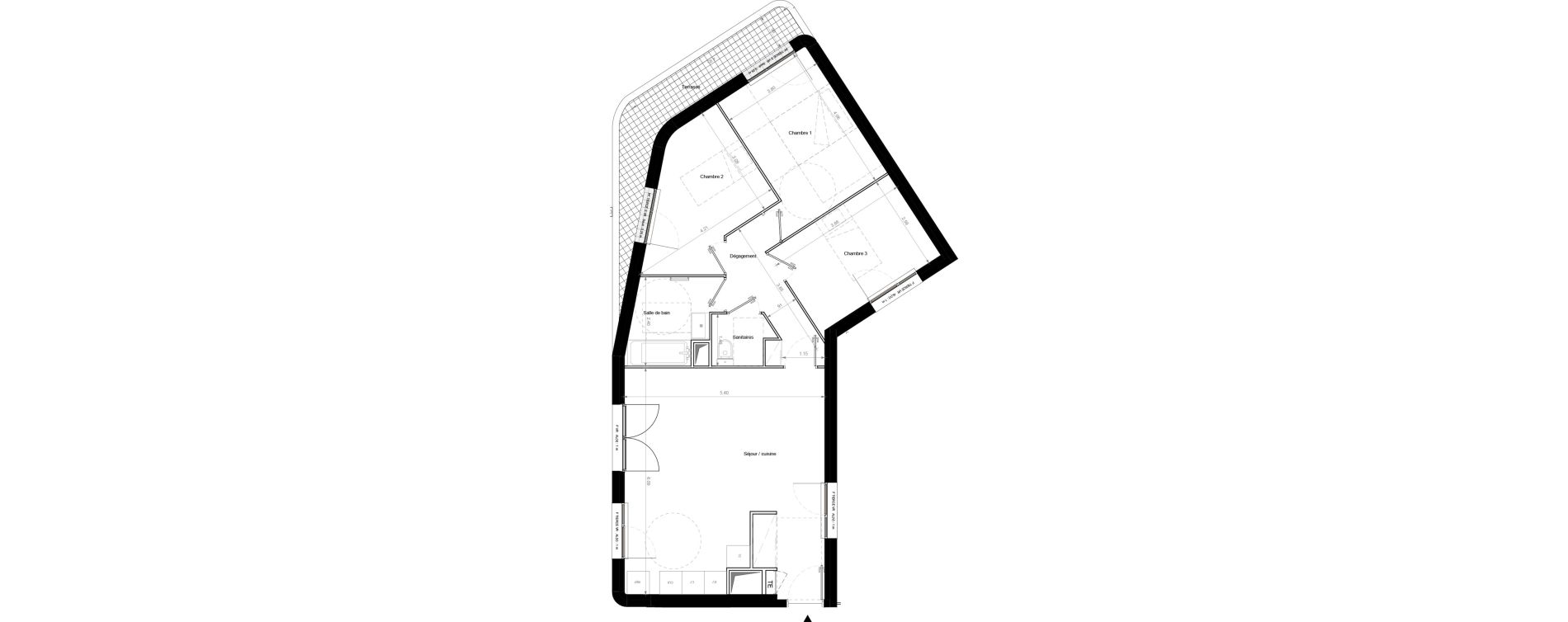 Appartement T4 de 76,60 m2 &agrave; Chennevi&egrave;res-Sur-Marne Pince vent