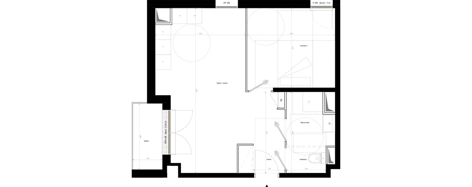 Appartement T2 de 43,60 m2 &agrave; Chennevi&egrave;res-Sur-Marne Pince vent