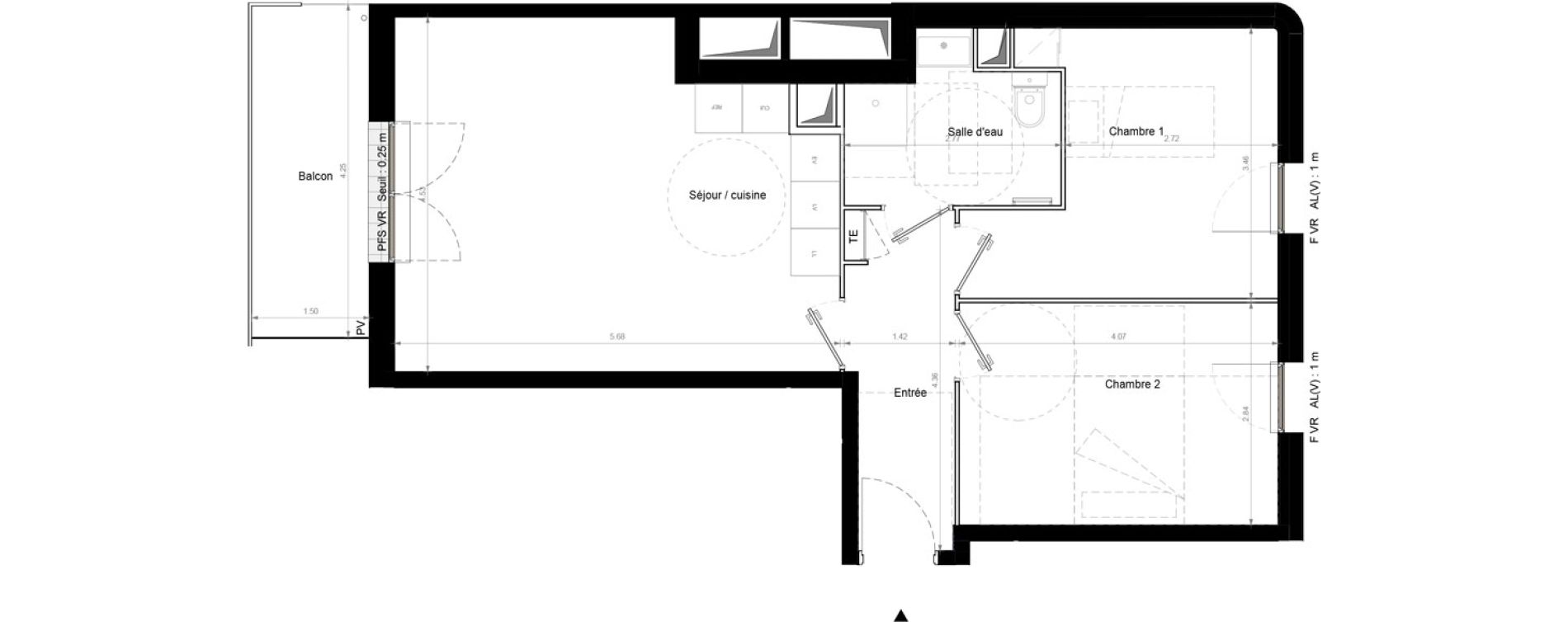 Appartement T3 de 57,20 m2 &agrave; Chennevi&egrave;res-Sur-Marne Pince vent