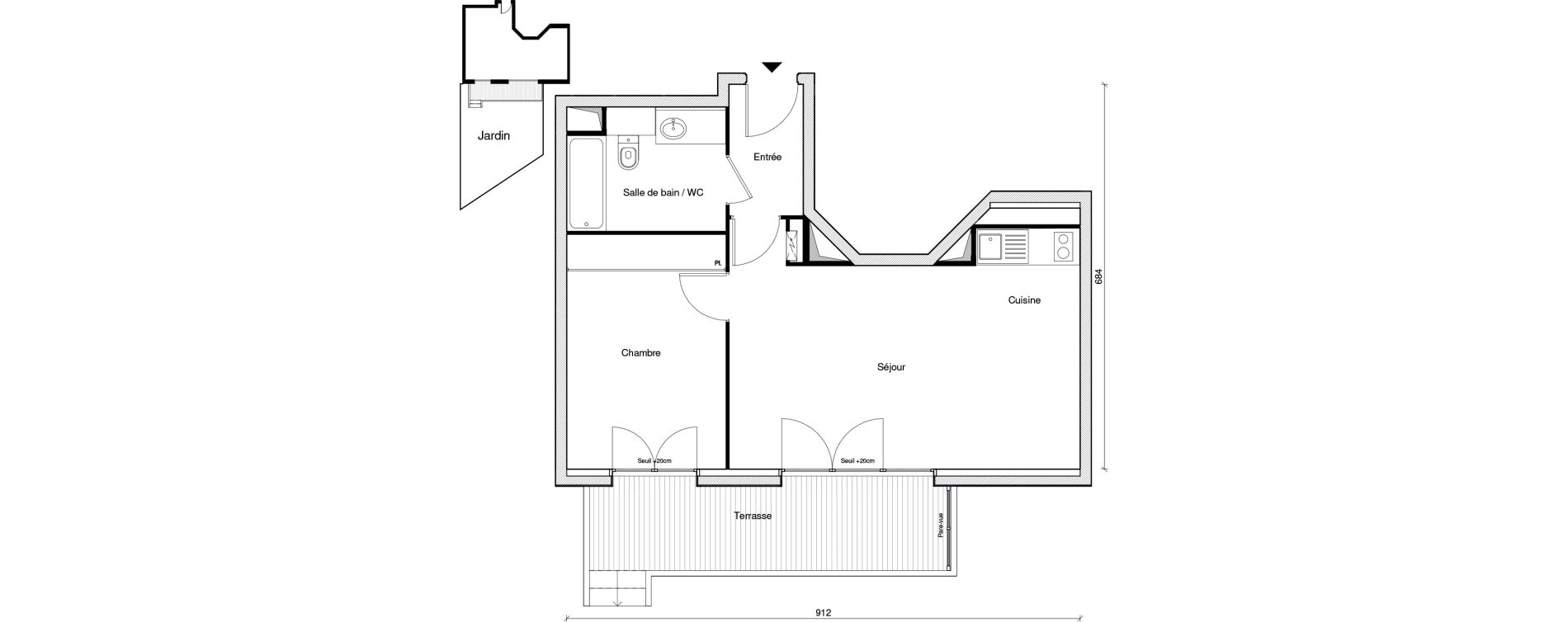 Appartement T2 de 45,55 m2 &agrave; Chennevi&egrave;res-Sur-Marne Paris - chennevi&egrave;res