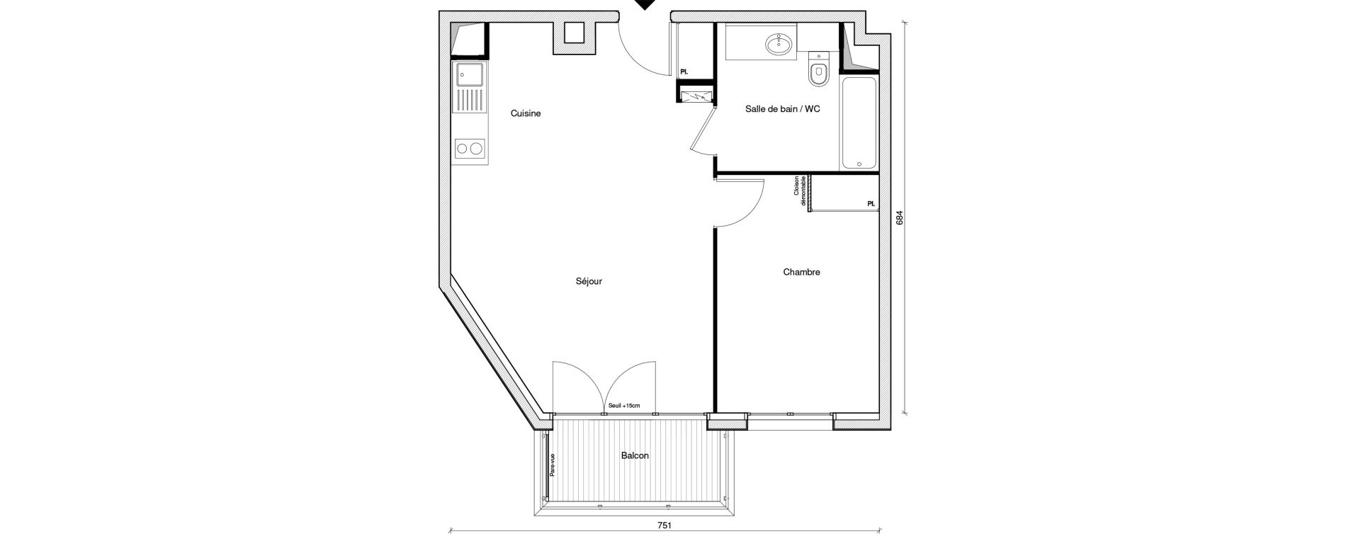 Appartement T2 de 47,14 m2 &agrave; Chennevi&egrave;res-Sur-Marne Paris - chennevi&egrave;res