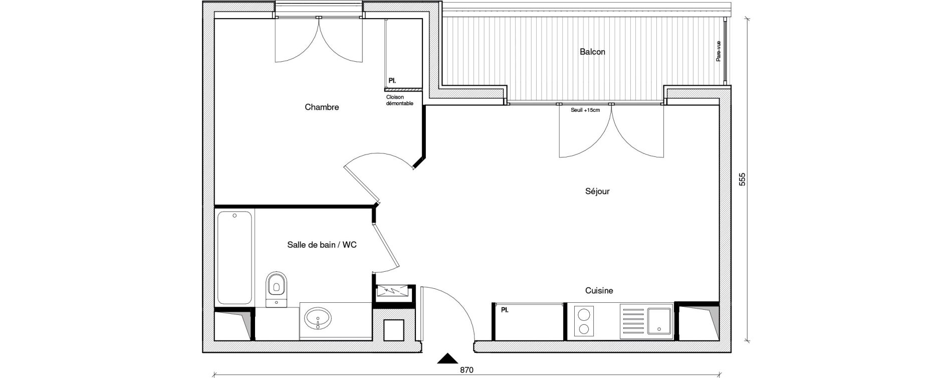 Appartement T2 de 38,57 m2 &agrave; Chennevi&egrave;res-Sur-Marne Paris - chennevi&egrave;res