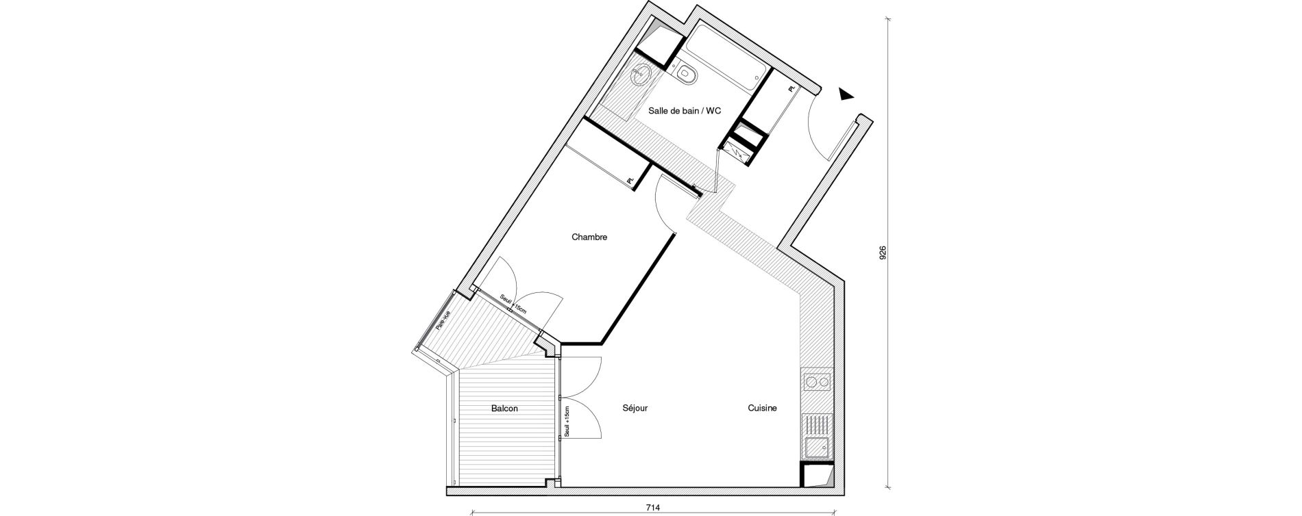 Appartement T2 de 45,16 m2 &agrave; Chennevi&egrave;res-Sur-Marne Paris - chennevi&egrave;res