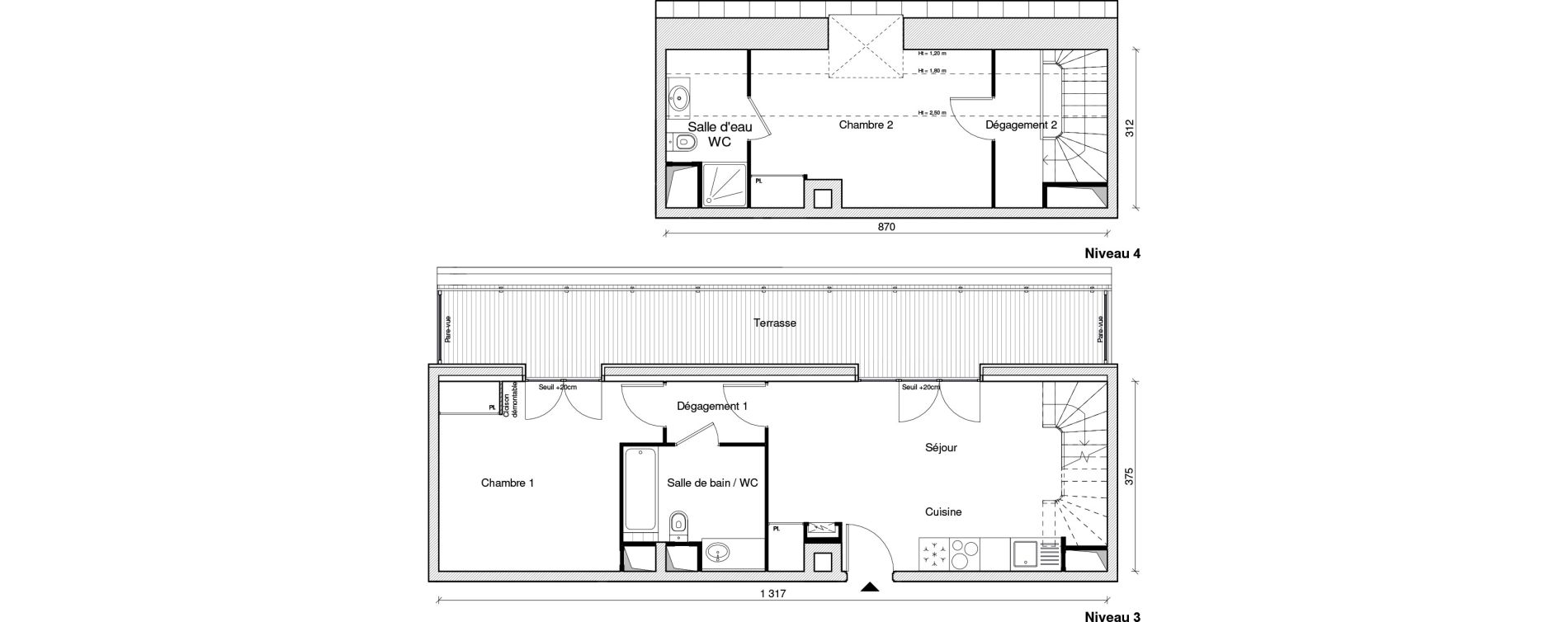 Duplex T3 de 62,18 m2 &agrave; Chennevi&egrave;res-Sur-Marne Paris - chennevi&egrave;res