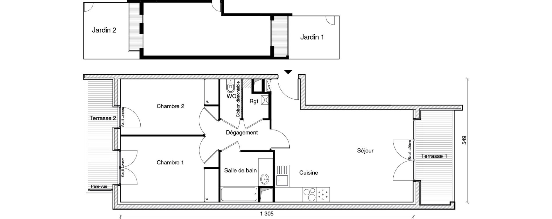 Appartement T3 de 62,54 m2 &agrave; Chennevi&egrave;res-Sur-Marne Paris - chennevi&egrave;res