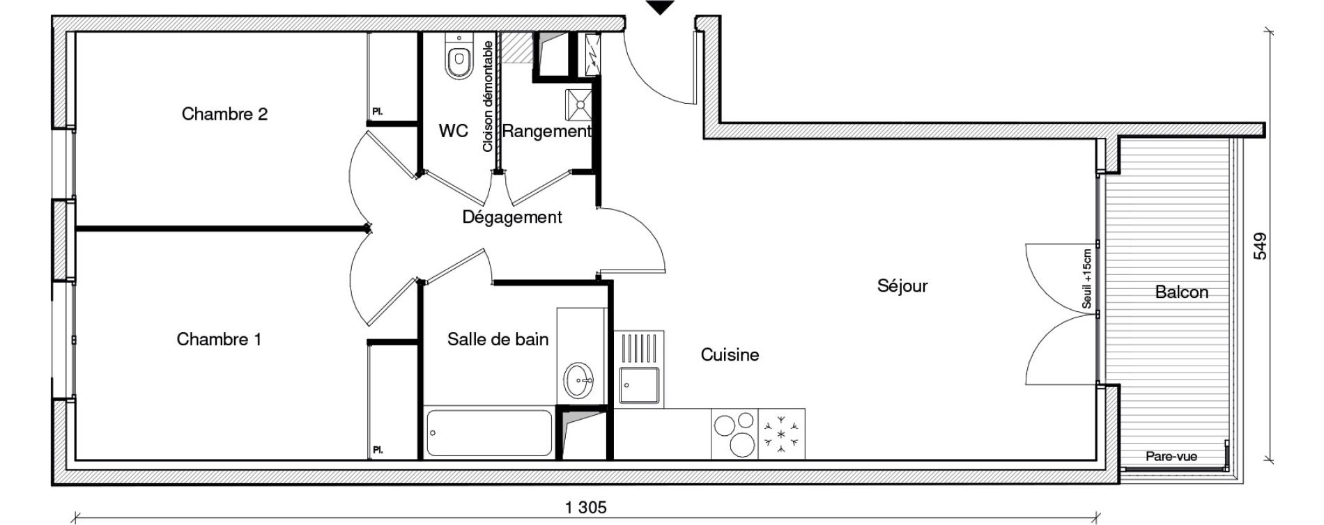 Appartement T3 de 62,54 m2 &agrave; Chennevi&egrave;res-Sur-Marne Paris - chennevi&egrave;res
