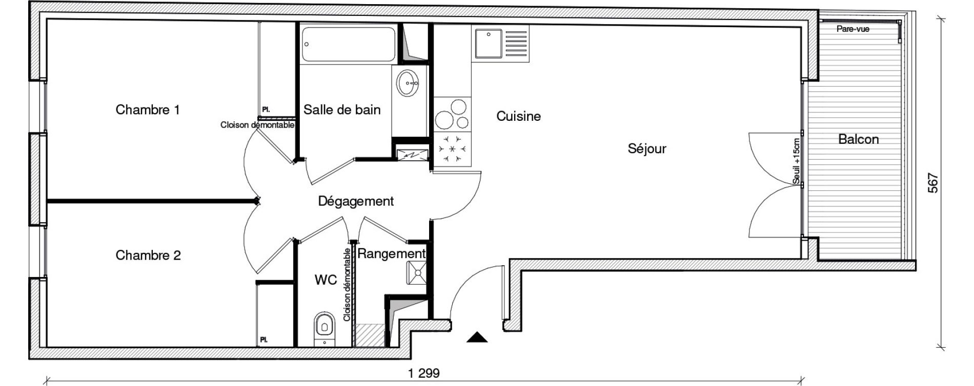 Appartement T3 de 61,90 m2 &agrave; Chennevi&egrave;res-Sur-Marne Paris - chennevi&egrave;res