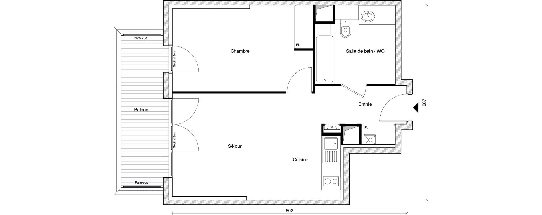 Appartement T2 de 45,41 m2 &agrave; Chennevi&egrave;res-Sur-Marne Paris - chennevi&egrave;res