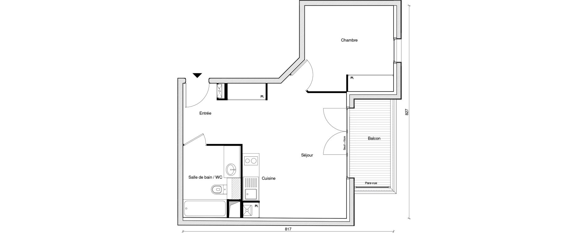 Appartement T2 de 43,47 m2 &agrave; Chennevi&egrave;res-Sur-Marne Paris - chennevi&egrave;res