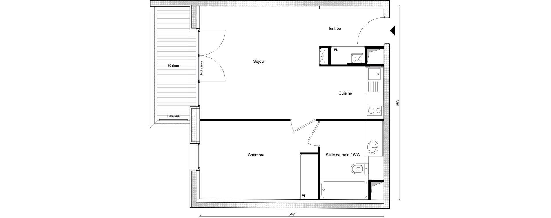 Appartement T2 de 42,12 m2 &agrave; Chennevi&egrave;res-Sur-Marne Paris - chennevi&egrave;res