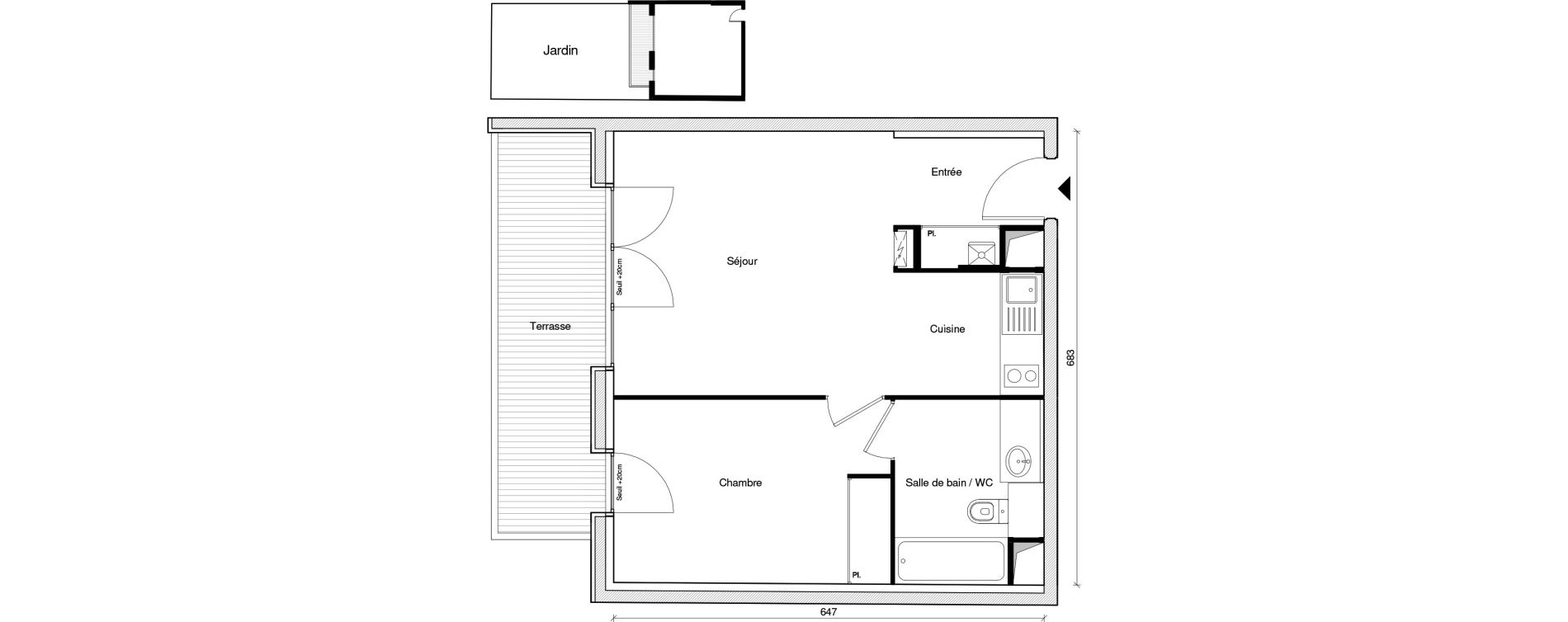 Appartement T2 de 42,12 m2 &agrave; Chennevi&egrave;res-Sur-Marne Paris - chennevi&egrave;res