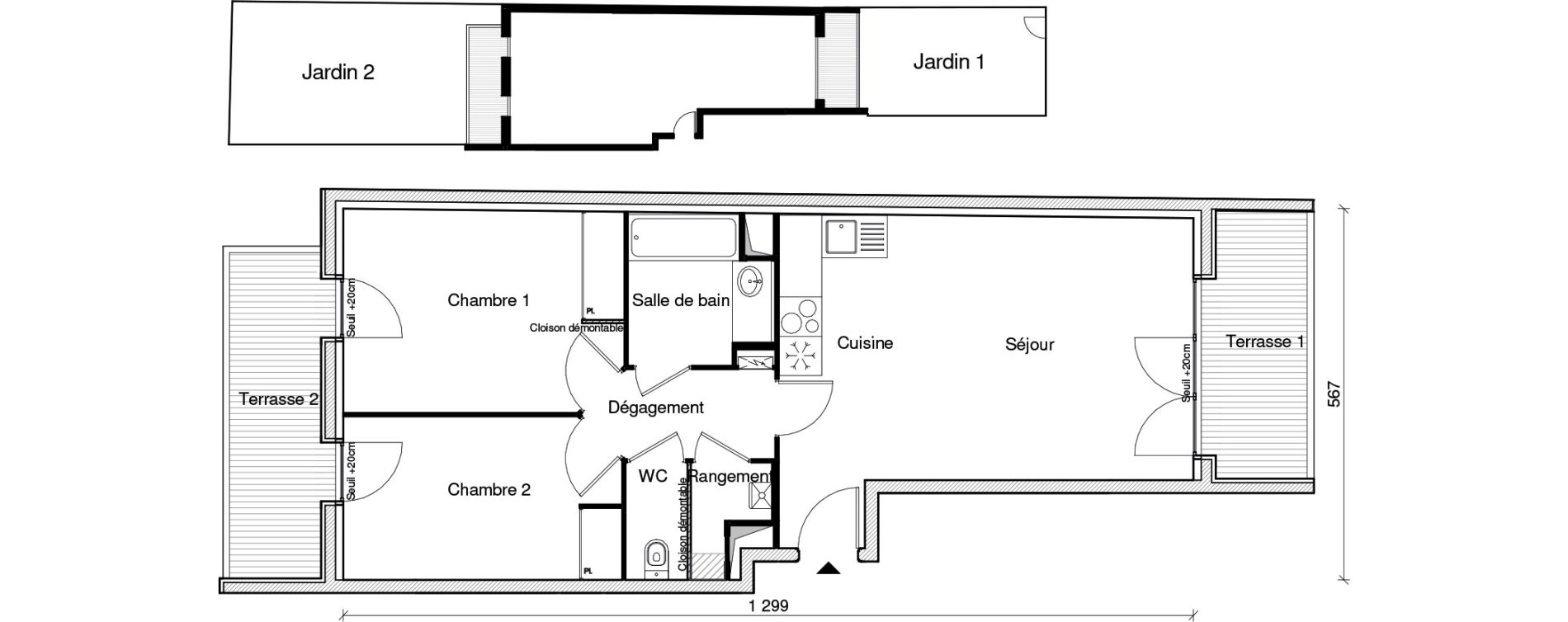 Appartement T3 de 61,90 m2 &agrave; Chennevi&egrave;res-Sur-Marne Paris - chennevi&egrave;res