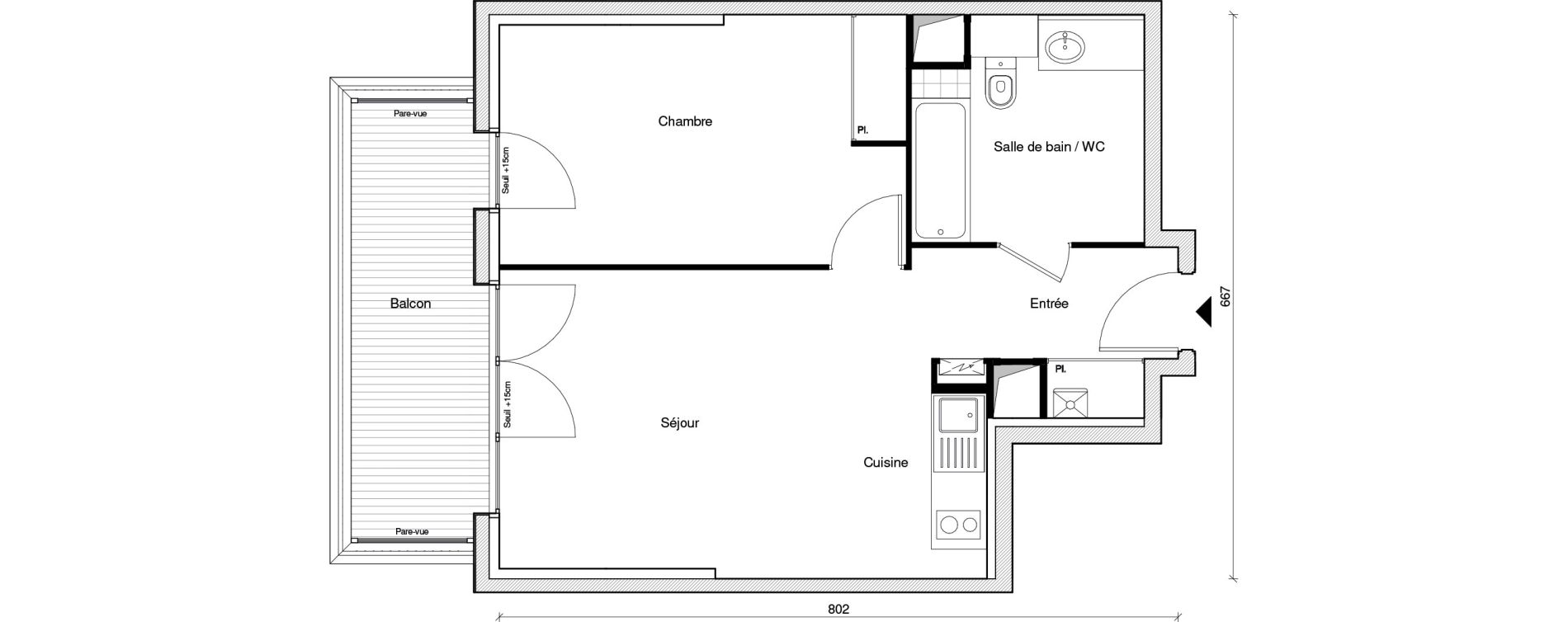 Appartement T2 de 45,41 m2 &agrave; Chennevi&egrave;res-Sur-Marne Paris - chennevi&egrave;res