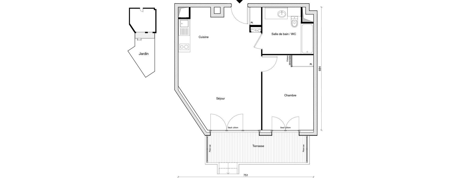 Appartement T2 de 47,14 m2 &agrave; Chennevi&egrave;res-Sur-Marne Paris - chennevi&egrave;res