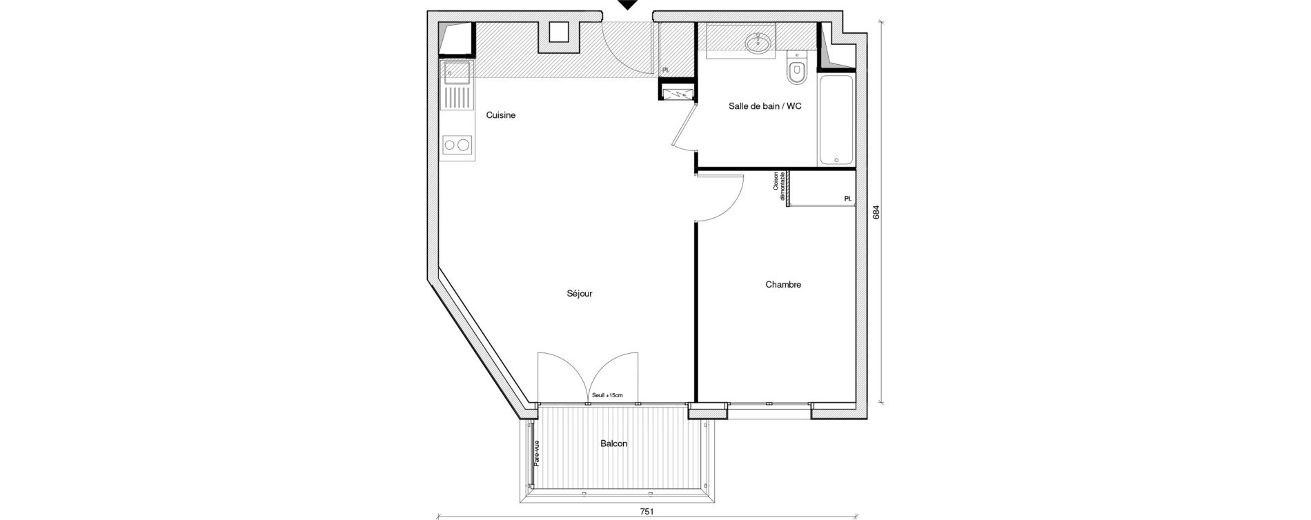 Appartement T2 de 47,14 m2 &agrave; Chennevi&egrave;res-Sur-Marne Paris - chennevi&egrave;res
