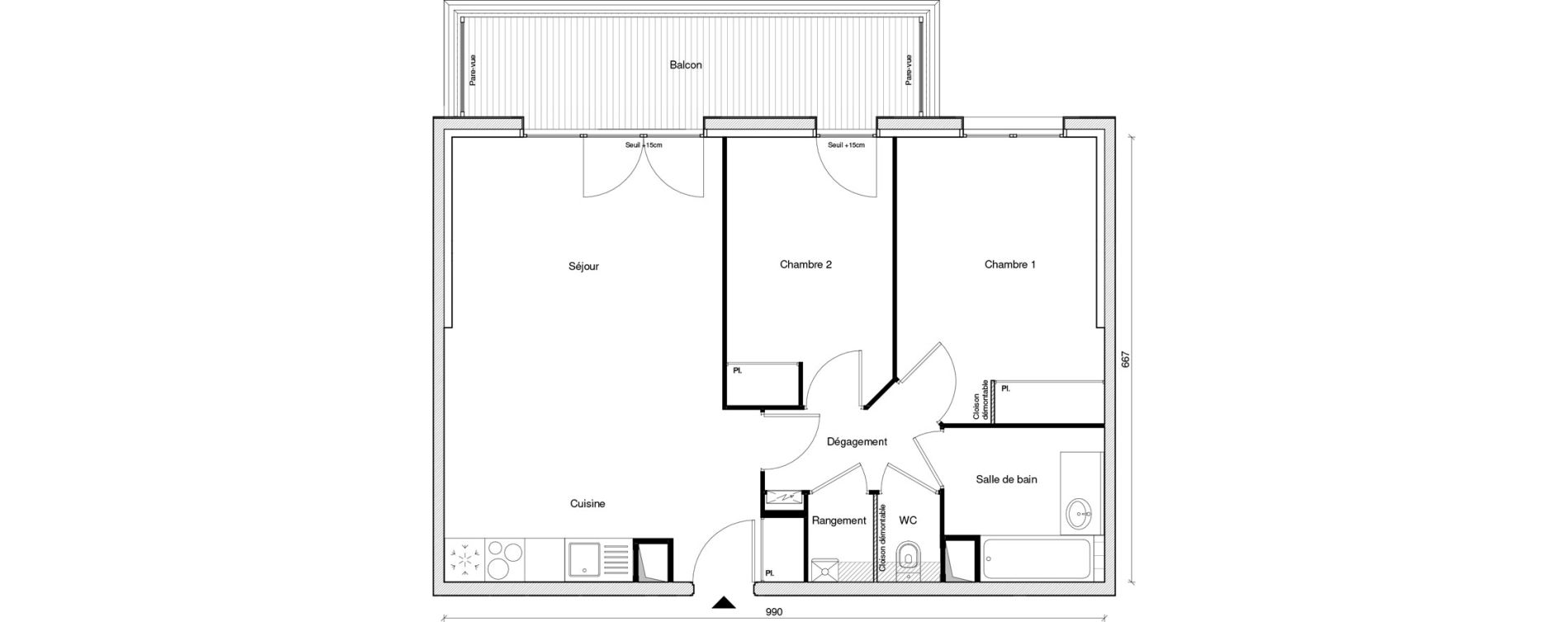 Appartement T3 de 63,17 m2 &agrave; Chennevi&egrave;res-Sur-Marne Paris - chennevi&egrave;res