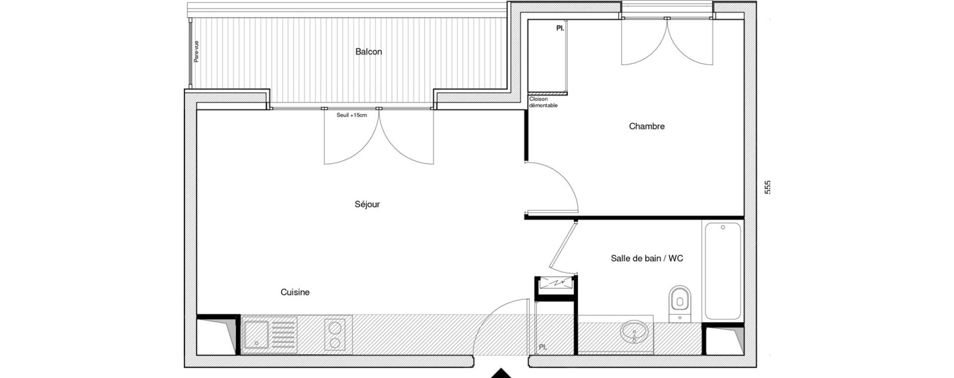 Appartement T2 de 40,39 m2 &agrave; Chennevi&egrave;res-Sur-Marne Paris - chennevi&egrave;res
