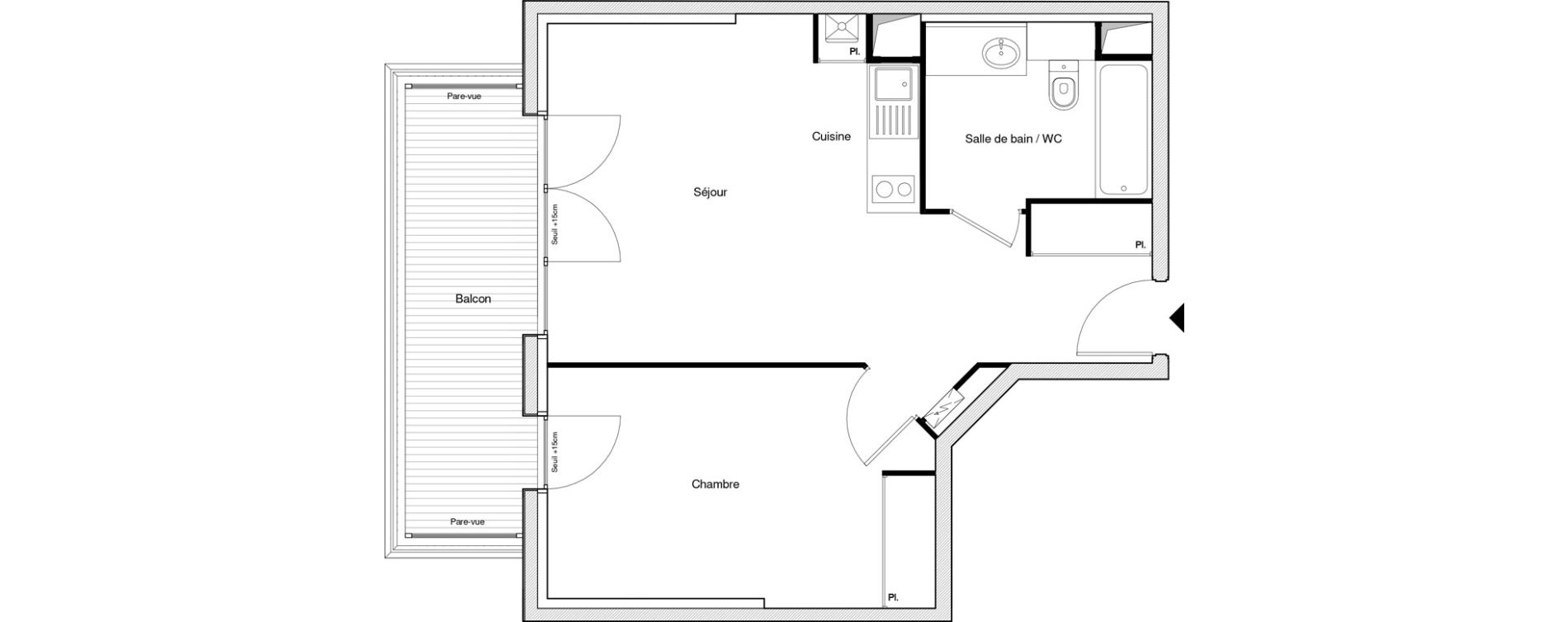 Appartement T2 de 44,35 m2 &agrave; Chennevi&egrave;res-Sur-Marne Paris - chennevi&egrave;res